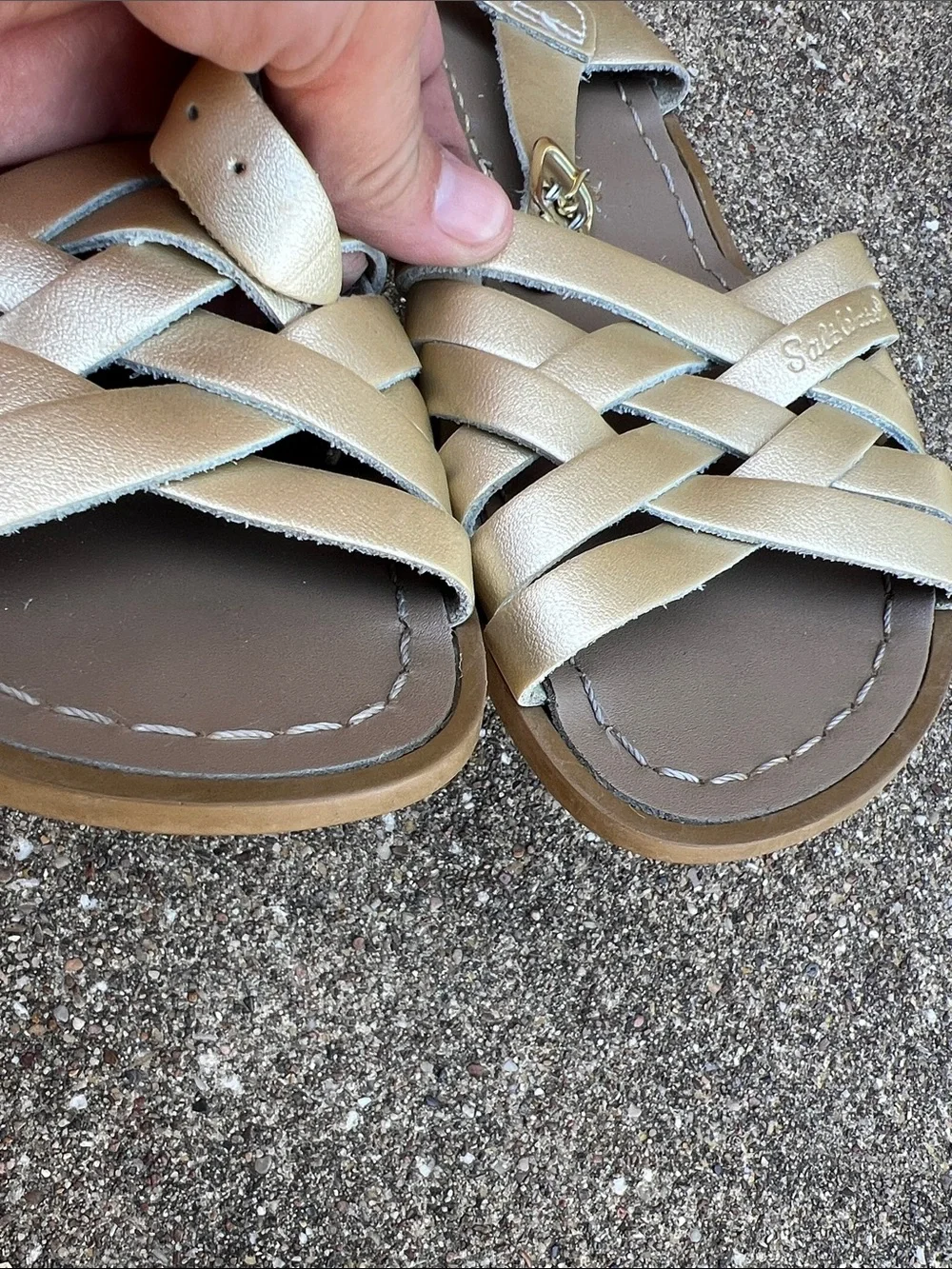 Salt Water Sandals by Hoy Kids Metallic Rose and Gold Strappy Sandals